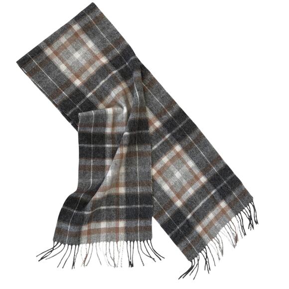 Joseph & Feiss Wool Plaid Scarf British Heritage Preppy Academia Neutral - Picture 5 of 6